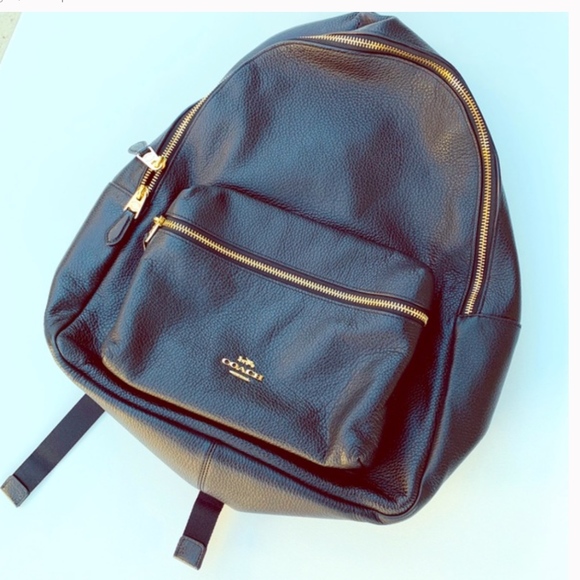 NEW Coach Charlie Backpack Black Pebbled Leather - Picture 3 of 8